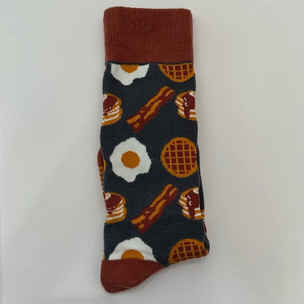 NWOT Crazy Dog T-Shirts Co. Funny Bacon & Eggs Breakfast Food Socks Men’s